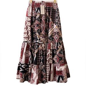 Cara Cara Patchwork Midi Skirt Sz S